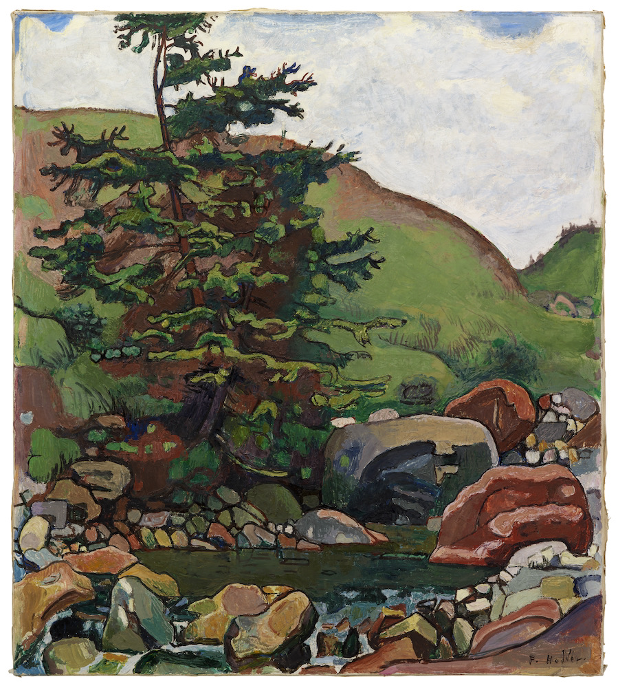 Ferdinand Hodler Bach mit Baum und FelsenOel auf Leinwand 1910 90.5cm × 80cm (35.6
