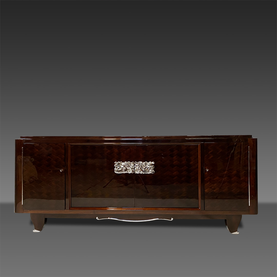 Sideboard J. Leleu 1930. Palisander mit Bronze