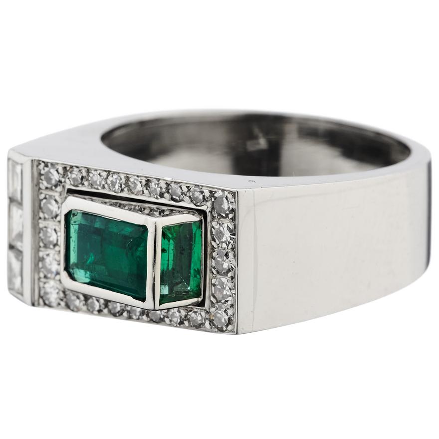 Smaragd-Diamant  Platin Ring 950, punziert 