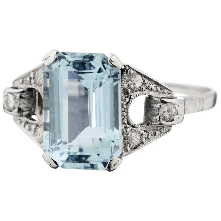 Aquamarin Diamant Ring Platin